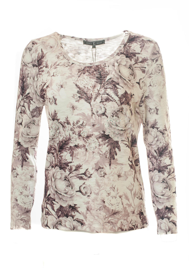 WINTER FLORAL LONG SLEEVE SLUB T-SHIRT