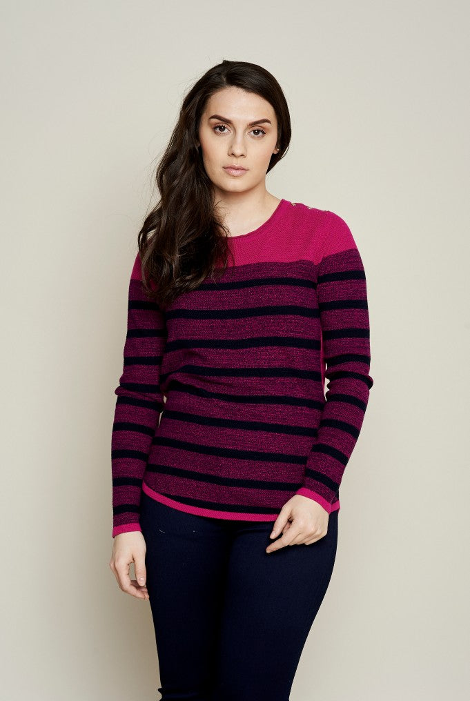 WAFFLE KNIT STRIPE SWEATER