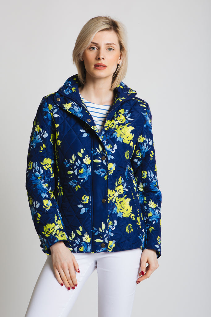 Vibrant abstract floral print, padded jacket in our classic fit, with diamond quilting